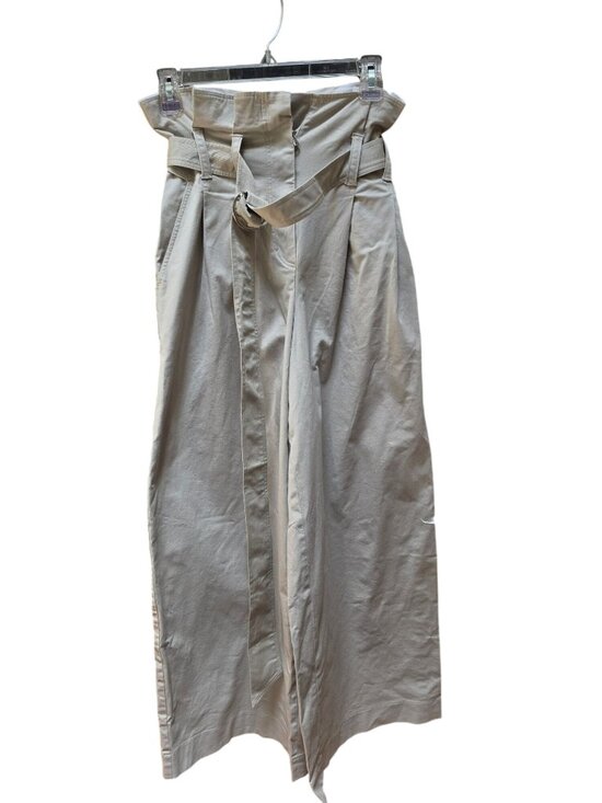 Monosuit Pants - Monosuit Paperbag Wide Leg Pants Beige High Rise Belted Cotton Blend EU Made